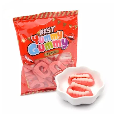Fabricant de gros Halal OEM vente chaude forme de dent saveur fruitée bonbons gommeux