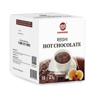 Chocolat chaud aux champignons OEM Reishi avec du vrai cacao mélangé avec du Ganoderma