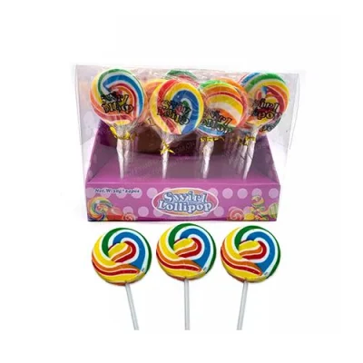 Fabricant de gros Halal OEM vente chaude Rainbow Swirl Lollipop Hard Candy